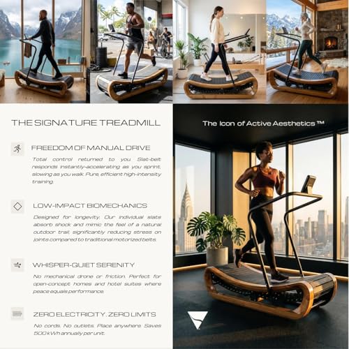 Image of Curved Treadmill - Self-Propelled Running Machine for Home Workouts - Exercise Walking Pad - Low-Impact & Energy-Efficient - Fitness Equipment for Sprinting, Jogging, or Walking