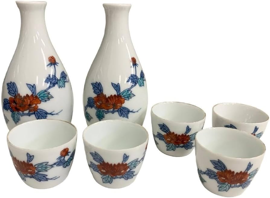 【極レア】十一代 今泉今右衛門 錦桐絵酒器揃 錦牡丹絵小皿 五客 共箱 極レア】十一代 今泉今右衛門 錦桐絵酒器揃 錦牡丹