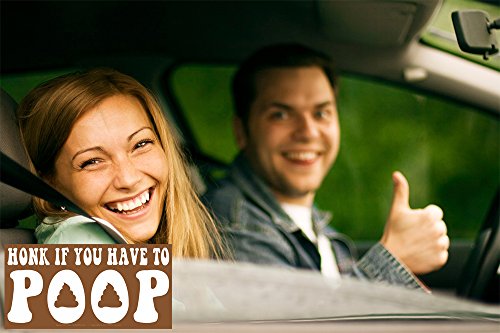 Honk If You Have To Poop Prank Bumper Sticker 10 Pack By Witty Yeti. Play A Funny Practical Joke On Your Friends With The Number 2 Most Offensive Window Decal. Hilarious Driving Gag Gift & Car Novelty #TOP3