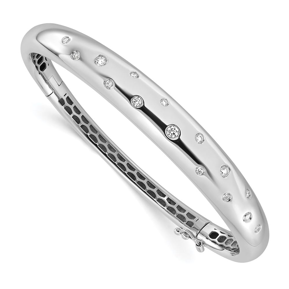 0 37 Ct Diamonds 18k Gold Dome Design Hinged Bangle Bracelet