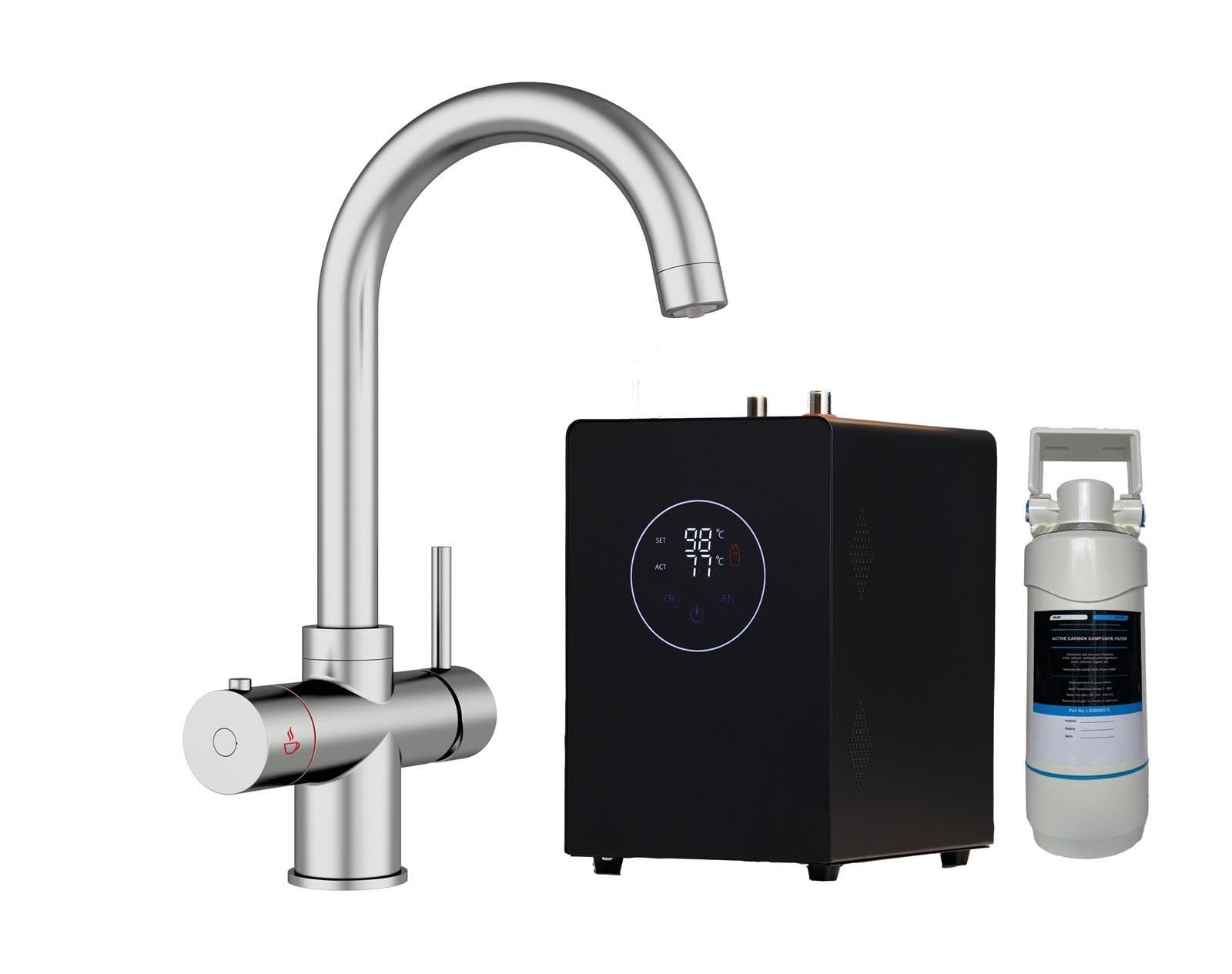 Liquida Brushed Nickel Ht43bn 4 In 1 Instant Boiling Water Kitchen Tap 4In
