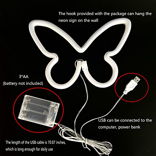 Enuoli Butterfly Neon Signs For Wall Decor,Usb Or Battery 3-Aa Powered Decorative Butterfly Neon Lights, Butterfly Neon Night Lamp For Bedroom,Kids Room,Girls Gift,Christmas,Party,Wedding(Blue) #TOP5