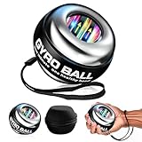 All-Metal Power Gyro Ball(2026 New 6-Level Color-Shifting), Weighted Auto-Start Hand Wrist Forearm Trainer and Strengthener for Exercise Joint and Muscle with Led Light (with Ball Bag)