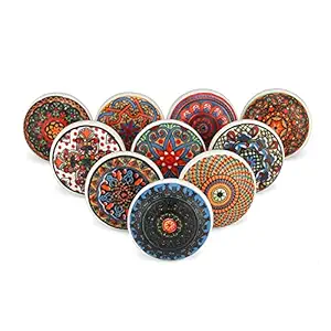 ALV Ceramic Knobs World Door knobs for Drawers Vintage Handmade Mandala Cabinet Handle for Kitchen Wardrobe Furniture - Pack of 15 Knobs