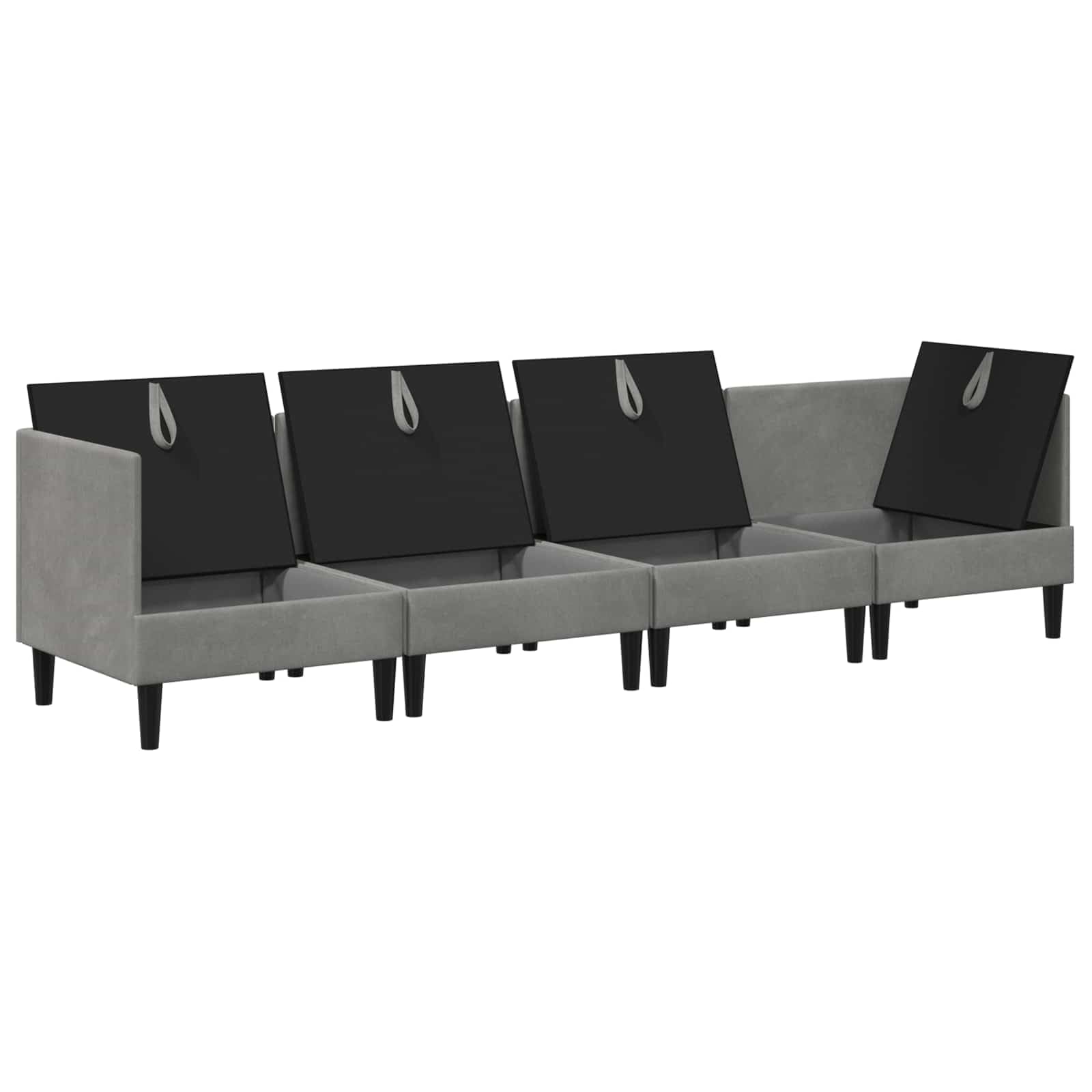 Juego de 4 muebles de salón de madera contrachapada de terciopelo gris