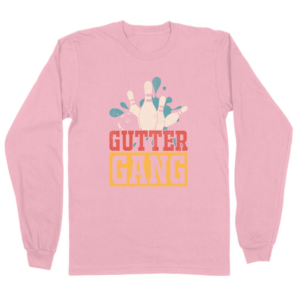 TeesAndTankYou Gutter Gang Bowling Long Sleeve Shirt Unisex 4X-Large Pink