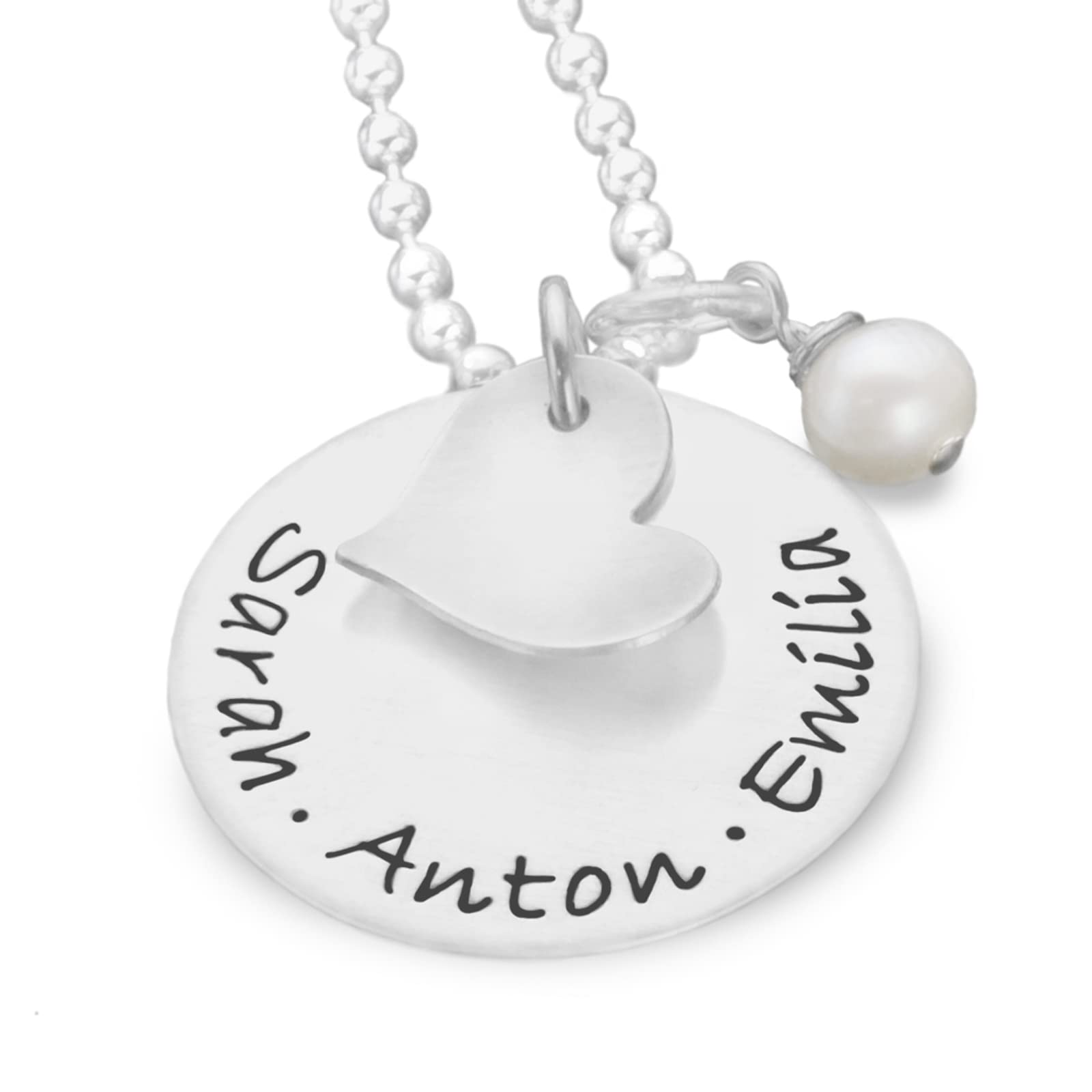 Namenskette mit Gravur Herz 3-4 Namen Silber 925 MY LOVED ONES Kette mit Gravur Familienschmuck Familienkette