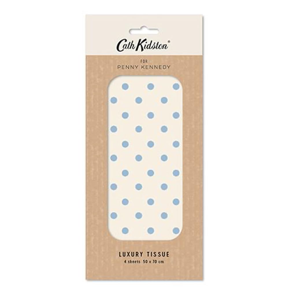 Cath Kidston Blue Spot Luxury Tissue Wrapping Paper, 4 Sheets, 50 x 70 cm, Gift Wrapping