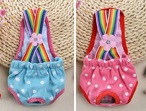 Oyccen 2 Pack Dots Hygiene Sanitary Pants for Small Dogs Suspender Season Heat Knickers Physiological Nappy Puppy Diaper - Image 2