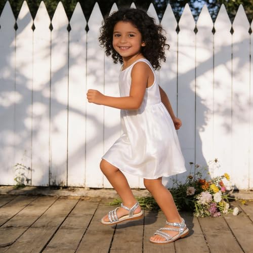 Image of Girls Dress Sandals Comfy Hook and Loop Summer Shoes for Toddlers