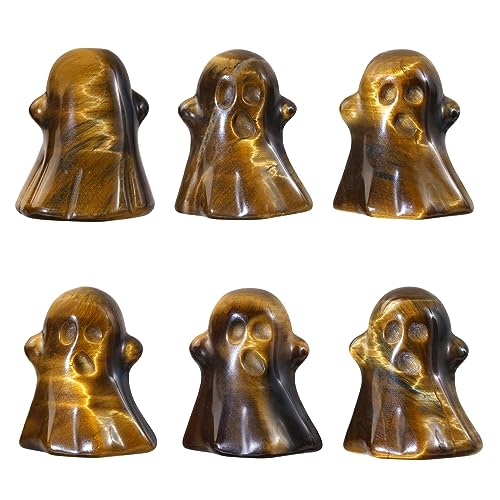 mookaitedecor Set of 2 Mini Tiger's Eye Crystal Ghost Statue for Halloween Decorations & Micro Landscape Ornament - Image 3
