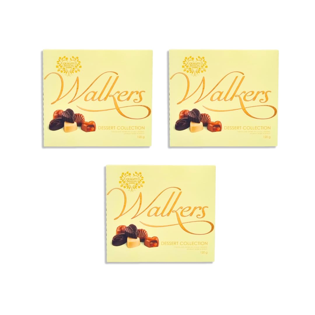 WALKERS DESSERT COLLECTION CHOCOLATES 3 x 120g - Walkers Chocolates, Posh Chocolates Gift | White Chocolate, Milk Chocolate, Luxury Dark Chocolates Gift Box | Chocolates Gift Box Bulk