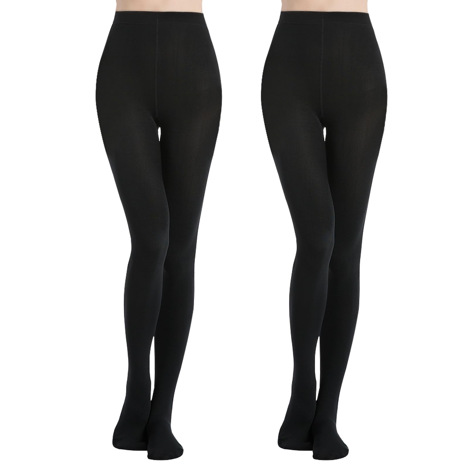 MANZI Women's Black Fleece Super Opaque Tights Warm Thermal Tights for Winter 2 Pack M