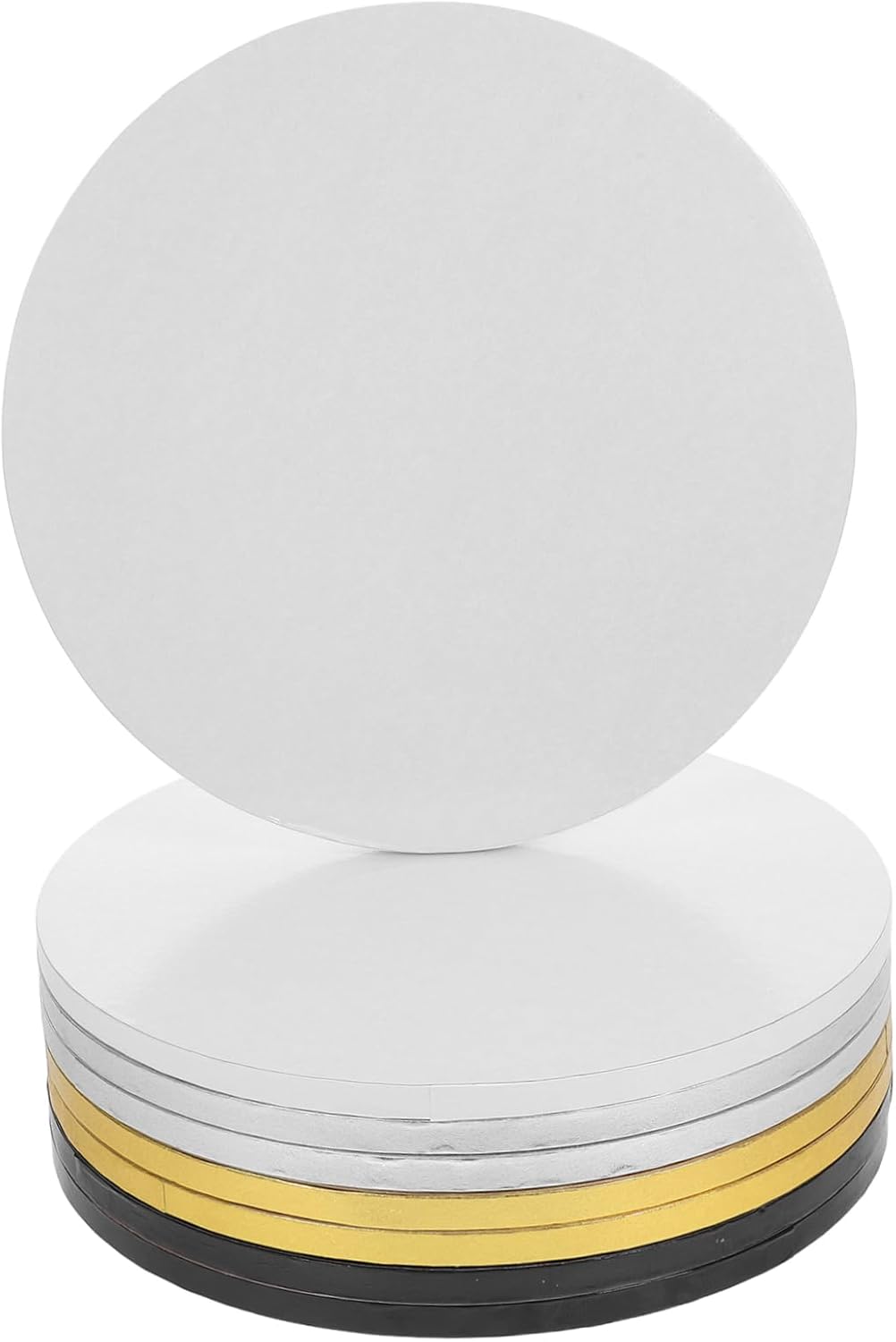 Homoyoyo 8pcs Round Cake Boards Golden Silver Greaseproof Cake Drums 12-inch Cardboard Dessert Plates for Birthday Wedding Baby Shower