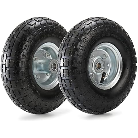 Yarlung 2 Pack 10 Inch Pneumatic Air Filled Tires on Wheels for Hand Truck, 4.10/3.50-4" Heavy-Duty Replacement Wheels Tires for All Purpose Utility Cart, Garden Cart, 2.25"Offset Hub, 5/8"Bearings Cover