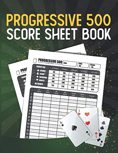 Progressive 500 score Sheets: 120 Large Score Pads for Scorekeeping | Progressive 500 Record Cards.