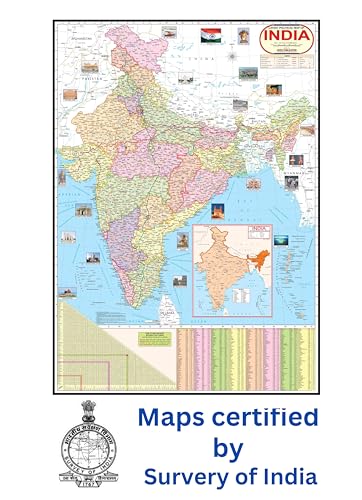 Image of India Political Map | Laminated Both Side | Size - 70x100 cm (Large Size) | India Map | Indian Map | Political Map of India