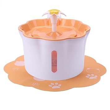 Aswadh Pet Flower Shape Automatic Water Fountain for Cat Dog Drinking 2.6L Pink with Mat