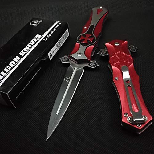 8" Assisted Open Tactical Style Cross Folding Knife, Pocket Knife For Fishing, Camping