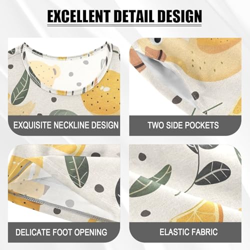 ALAZA Duck Lemon Polka Dot Pajamas Short Sleeve 2 Piece Sleepwear Top and Bottom Pajama Set Unisex4