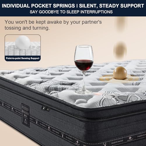 Image of King Mattress 12 inch, Hybrid King Size Mattress in a Box, Individually Wrapped Coils & Gel Memory Foam for Back Support, Pressure Relief & Motion Isolation, Medium Firm, 365 Nights Trial