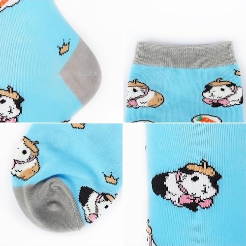 Jeasona 5 Paare Meerschweinchen Socken Damen 35-38 Bunte Lustige Süß Baumwolle Meerschweinchen Geschenk für Mädchen/Frauen Geburtstag Weihnachten