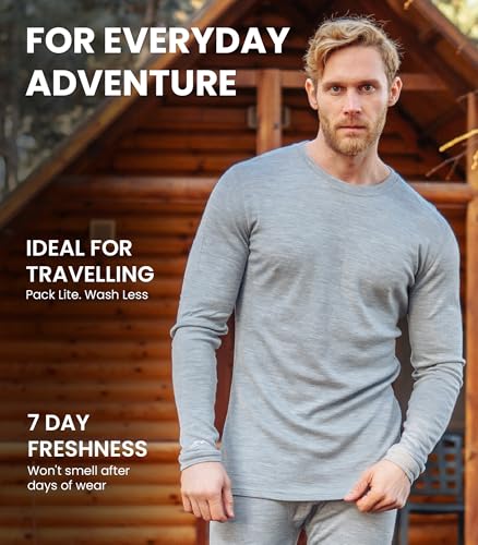 Merino.tech Merino Wool Base Layer - Mens 100% Merino Wool Long Sleeve Thermal Shirts Heavyweight, Midweight, Lite with Socks - Image 6