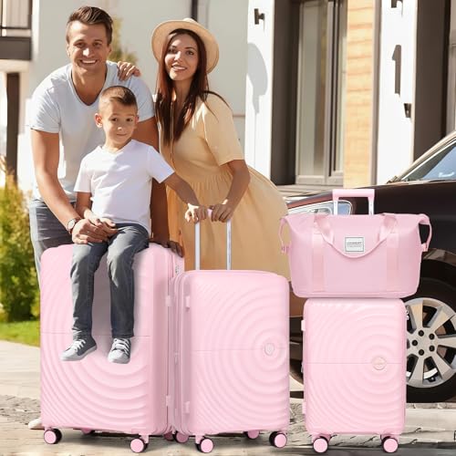 Image of LARVENDER Luggage Sets Carry On 5 Piece Set Suitcase Hardshell Expandable