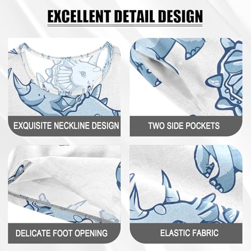 ALAZA Triceratop Dinosaur Animal Pajamas Set Short Sleeve Cotton Sleepwear Summer Pjs 2 Piece 5-14Y4