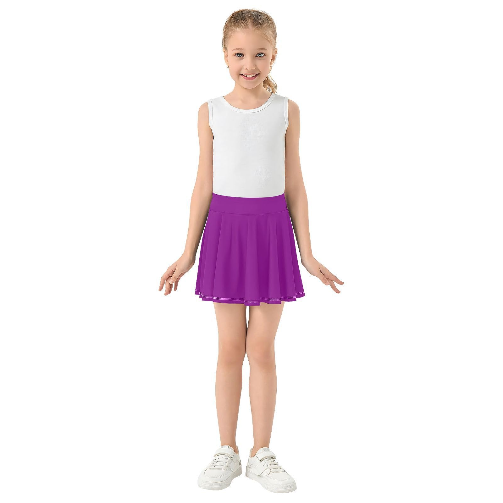 Dunkel lila Mädchen Sportröcke mit integrierter Shorts Aktivrock für Mädchen Kinderrock