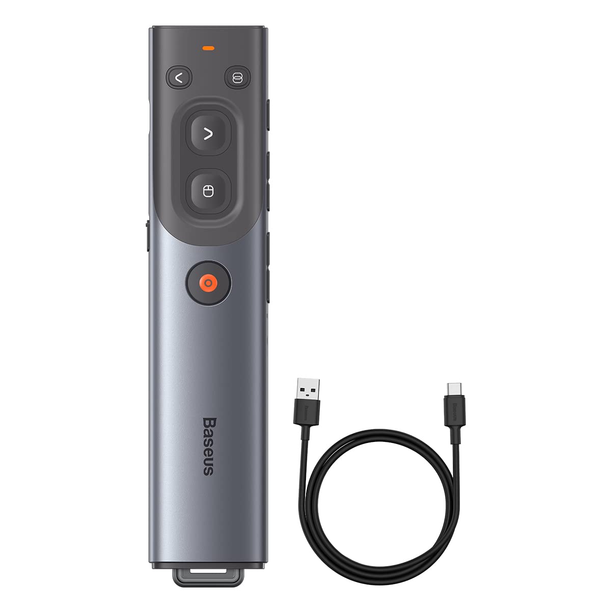 Orange Dot AI Wireless Presenter with Red Laser – Rechargeable Presentation Clicker with Voice Recording, Transcription & Translation, for PowerPoint/Keynote