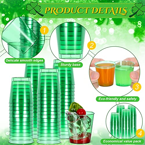 Meanplan 50 Pcs St. Patrick's Day Shot Glasses 1 Oz Plastic Disposable Shot Glasses Mini Cups For Adults St. Patrick's Day Party Supplies Accessories, Green #TOP3