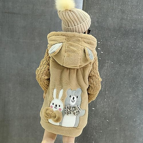 Winter Warm Fleece Coat Kids Little/big Baby Girls Winter Hooded Long Sleeve Zipper Jacket Pattern Flannel Warm Coat2
