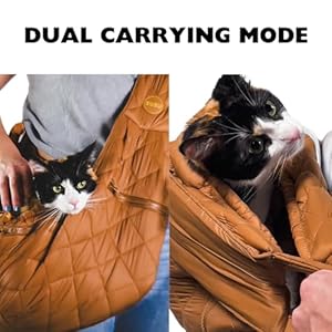 Susu Pet Co Carrier Sling Bag  Versatile Cary Modes Adjustable Shoulder Strap Cat Carriers for Small Dogs or Kitten Carrier  Two Zipper Pocket Safety Belt Machine Washable camel Brown  Cucciolini Doodles Susu pet co carrier sling bag  versatile cary modes adjustable shoulder strap cat carriers for small dogs or kitten carrier  two zipper pocket safety belt machine washable camel brown   cucciolini doodles