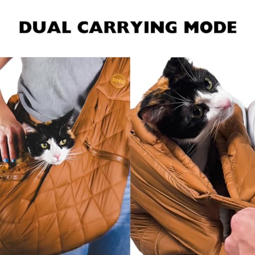 Susu Pet Co Carrier Sling Bag  Versatile Cary Modes Adjustable Shoulder Strap Cat Carriers for Small Dogs or Kitten Carrier  Two Zipper Pocket Safety Belt Machine Washable camel Brown  Cucciolini Doodles Susu pet co carrier sling bag  versatile cary modes adjustable shoulder strap cat carriers for small dogs or kitten carrier  two zipper pocket safety belt machine washable camel brown   cucciolini doodles