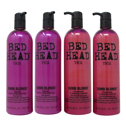 Bundle-4 Items : TIGI Bed Head Dumb Blonde Shampoo and Reconstructor Conditioner Duo, 25.36 Oz each DOUBLE DUO