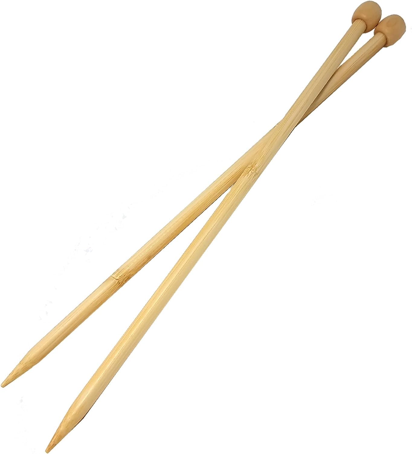 Bamboo Knitting Needles Pair, 35cm Long Single Point Knitting Needle Set 4mm - 25mm (10mm)