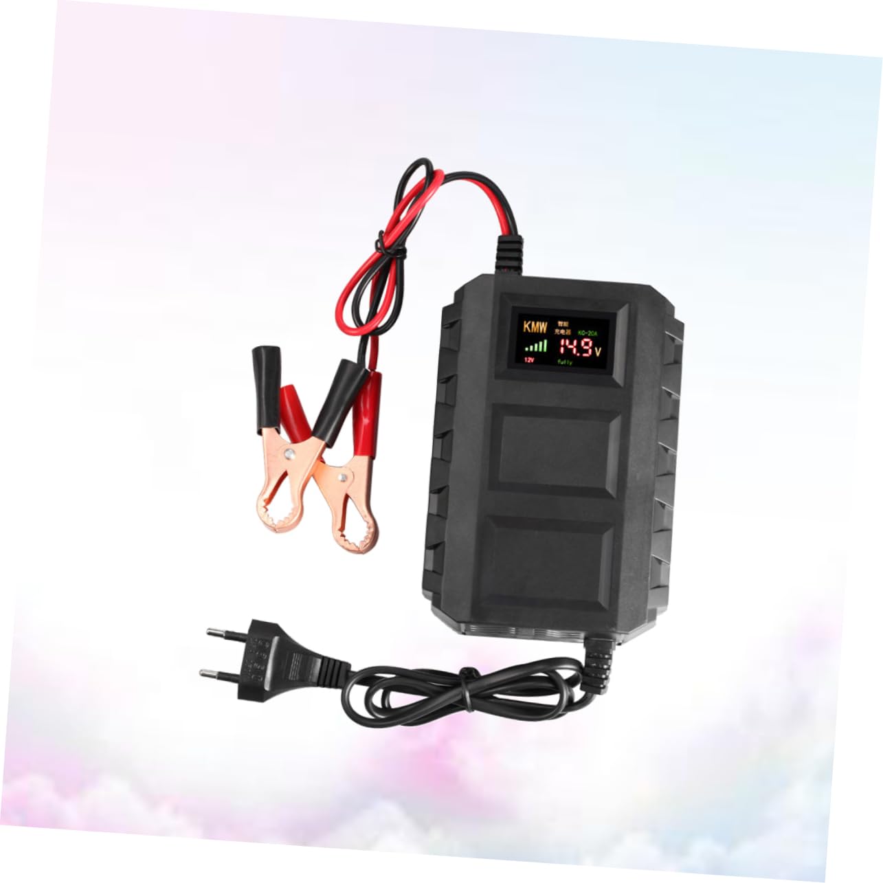 Chargeur de Batterie 12 V 20 A pour Moto, Batterie, Compact Noir