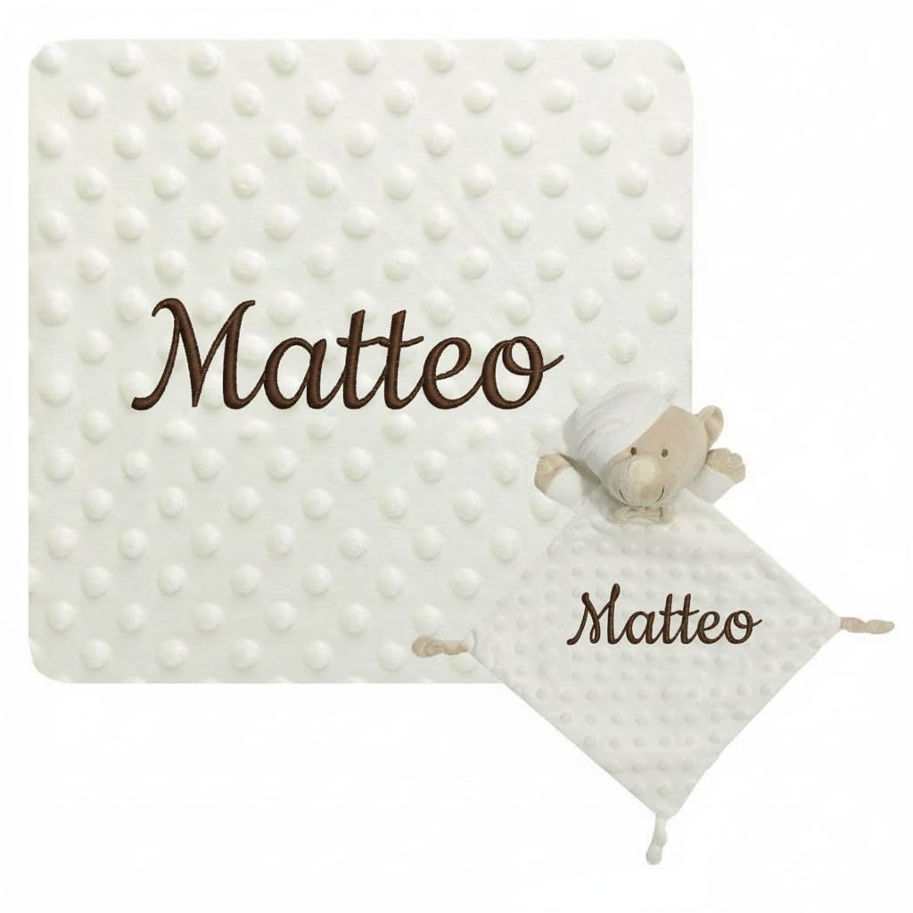 various Set Personalizada Manta + Dou Dou Bordado Bebe Recien Nacido Padres Primerizos Manta Suave Minky Poliester Cuna Coche Nina Nino Nombre Bordado Detalle Tierno Color Maquillaje — view 11