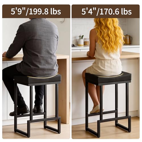 Image of FIRAVOE Bar Stools Set of 3, 24 Inch Backless Modern Counter Height Stools