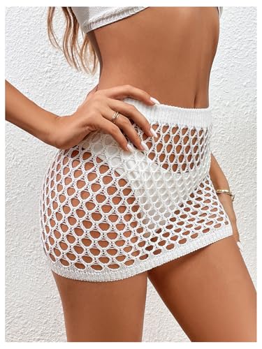 SHENHE Women's Summer Swim Cover Up Skirt Crochet Hollow Out Bikini Bathing Suit Cover Up Beach Skirt2