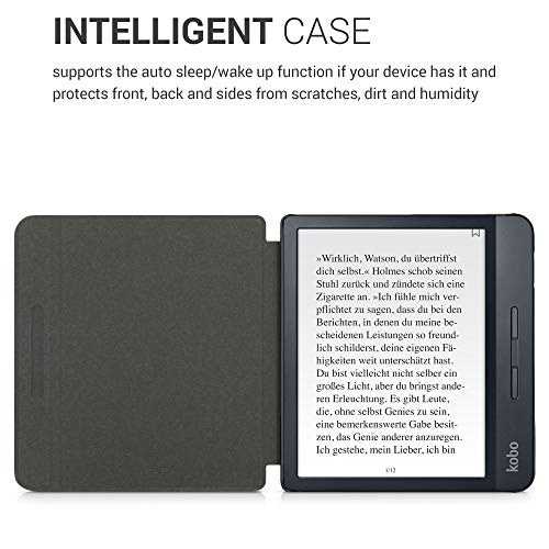 kwmobile hoes compatibel met Kobo Libra H2O - Case voor e-reader in wit/zwart - Paardenbloemen Liefde - Image 5