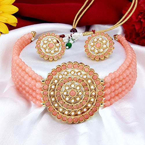 Elegant Plated Pearl Choker Necklace Set