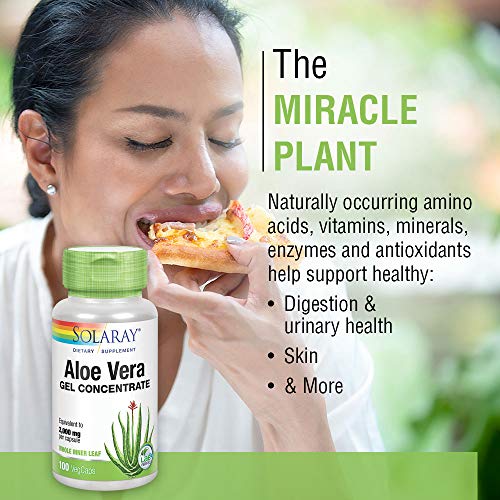 Solaray Aloe Vera Gel Concentrate | Equivalent To 2000 Mg | Antioxidant Activity & Healthy Digestion & Skin Support | Non-Gmo & Vegan | 100 Vegcaps #TOP3