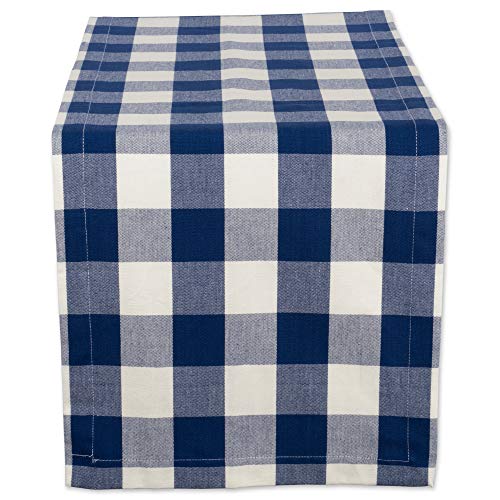 DII Buffalo Check Collection, Classic Farmhouse Table Runner, 14x108, Navy & Cream