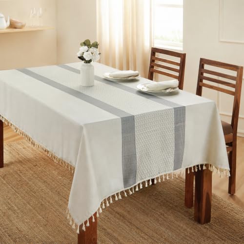 Image of Amazon Basics Tablecloth for Dining Table Cover, Microfiber Fabric Rectangle Tablecloth. 60x90 Inches 6 Seater (Grey, 6 Seater)