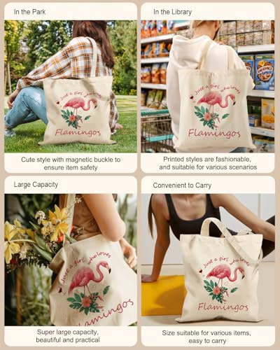 Image of Miss Adola Cute Canvas Tote Bag for Women Girls - Animal Lover Aesthetic Bags with Magnetic Buckle and Zipper Inner Pocket