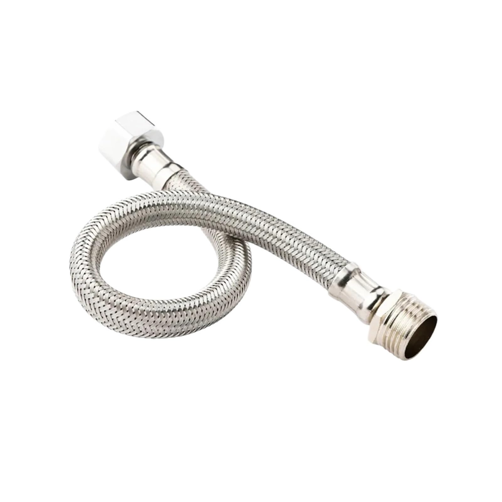 Kdberhfsa Silver-60Cm 20-200Cm Length Flexible Shower Hose Internal Threaded External Threaded Braided Hose Stainless Steel Adjustable Length(Silver-60Cm)