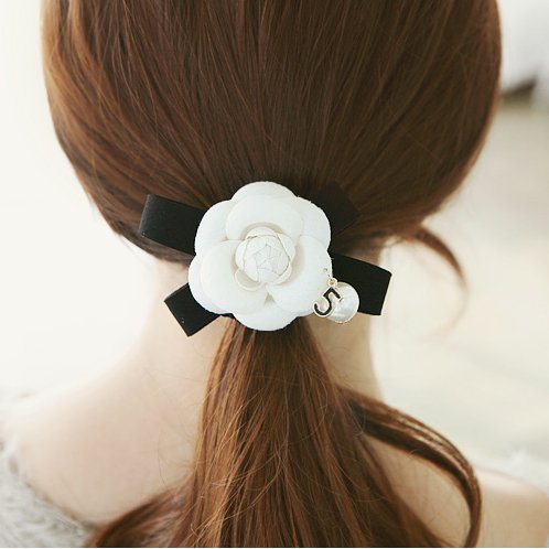Meilliwish Flower Noble Hair Elastic Ponytail Holder(B67)(White) - Image 2