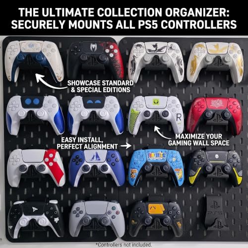 Image of PS5 Controller Holder for IKEA Skadis Pegboard | Organizer Hook Stand & Secure Display Hanger for PlayStation 5 Controller, Black, 2